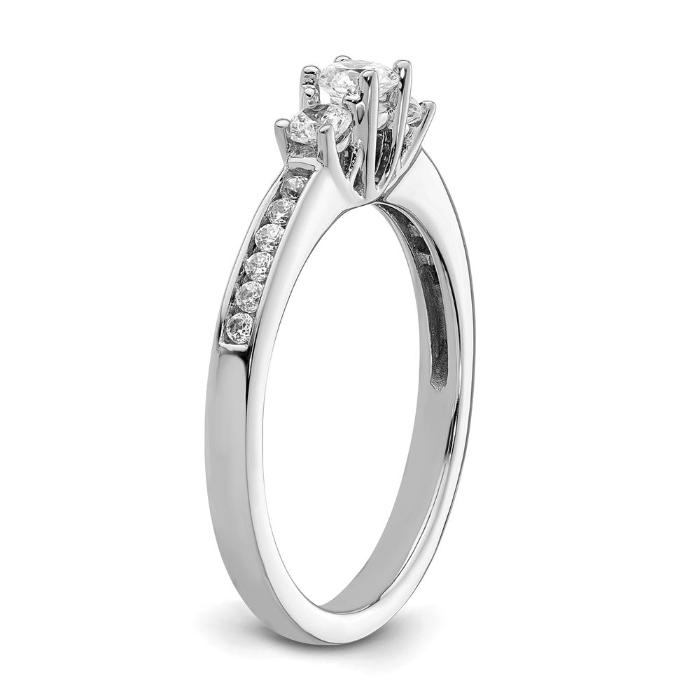 14K White Gold 3 Stone Simulated Diamond Engagement Ring