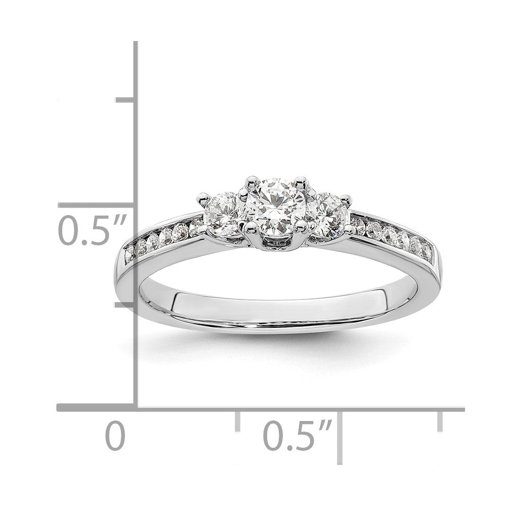 14K White Gold 3 Stone Simulated Diamond Engagement Ring
