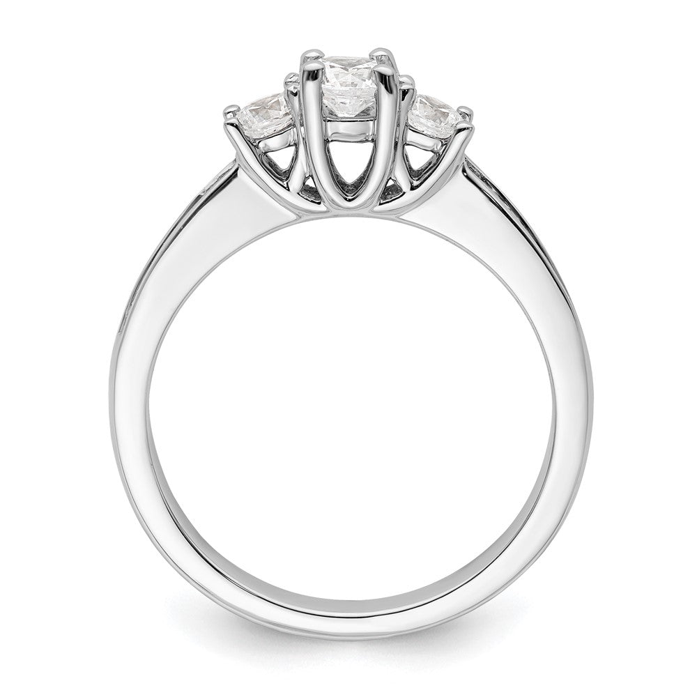 14K White Gold 3 Stone Simulated Diamond Engagement Ring