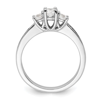 14K White Gold 3 Stone Simulated Diamond Engagement Ring