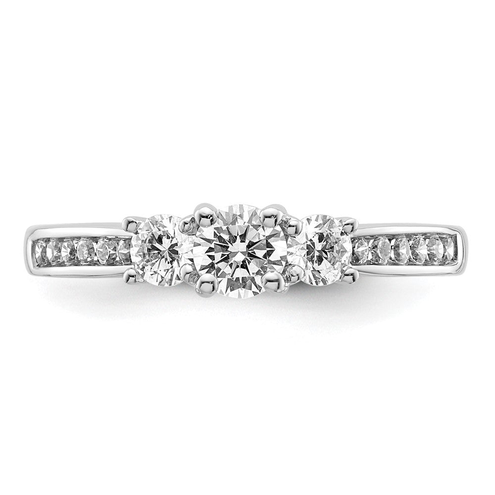 14K White Gold 3 Stone Simulated Diamond Engagement Ring