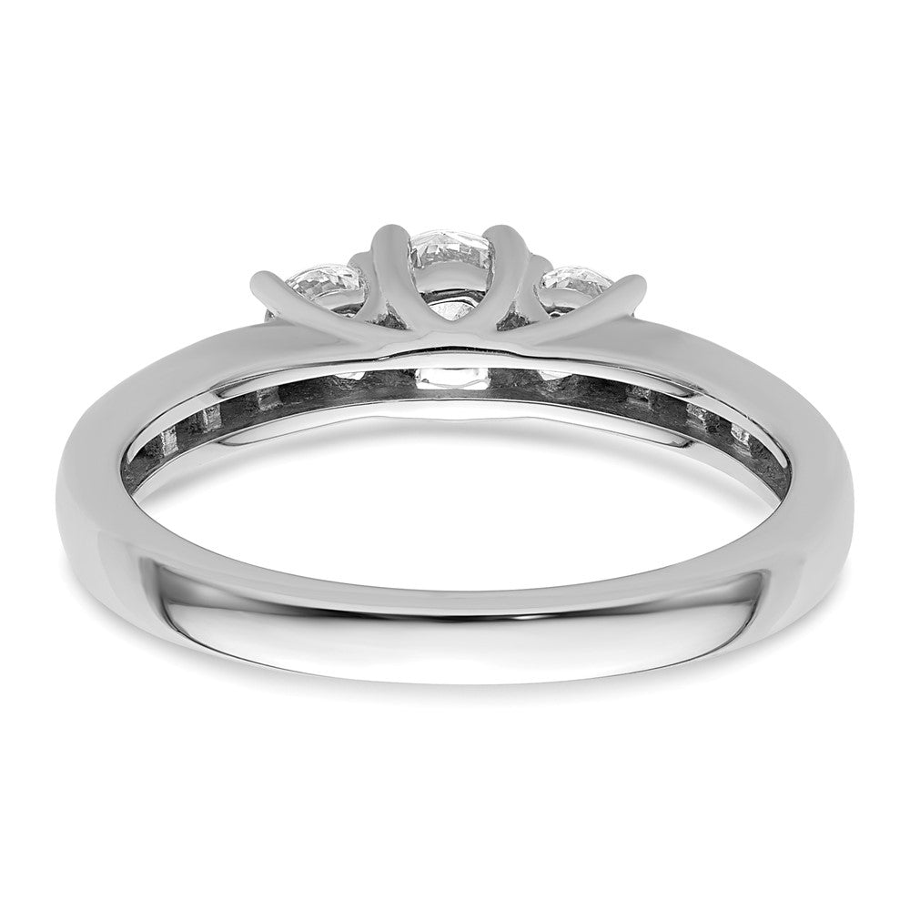 14K White Gold 3 Stone Simulated Diamond Engagement Ring