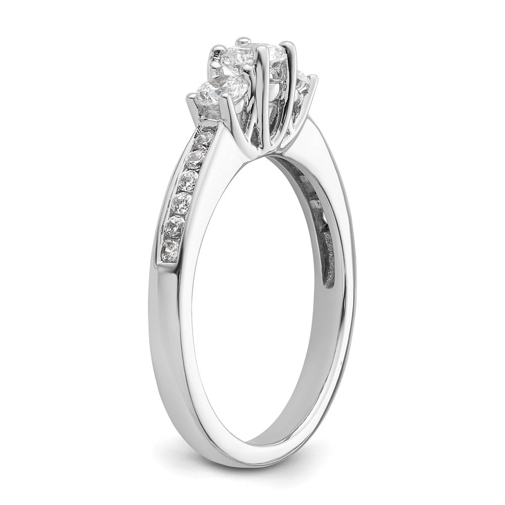 14K White Gold 3 Stone Simulated Diamond Engagement Ring