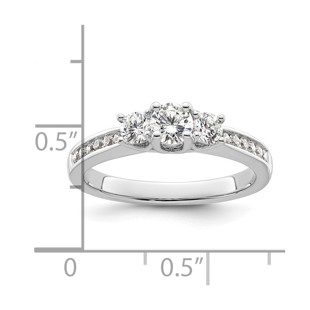 14K White Gold 3 Stone Simulated Diamond Engagement Ring