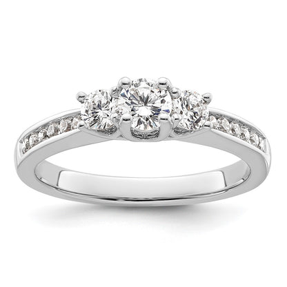 14K White Gold 3 Stone Simulated Diamond Engagement Ring