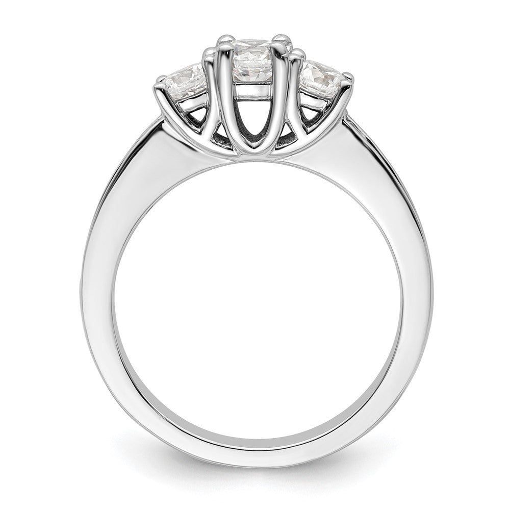 14K White Gold 3 Stone Simulated Diamond Engagement Ring