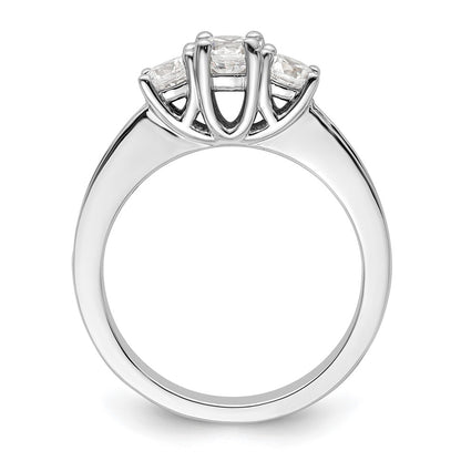 14K White Gold 3 Stone Simulated Diamond Engagement Ring