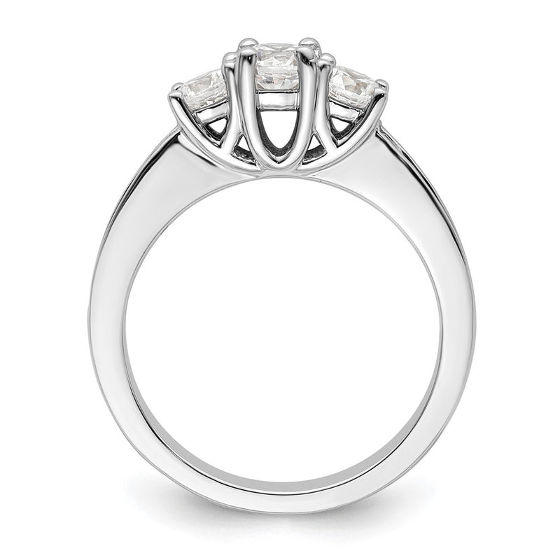 14K White Gold 3 Stone Simulated Diamond Engagement Ring
