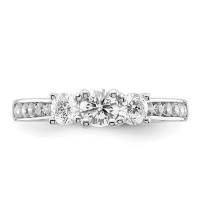 14K White Gold 3 Stone Simulated Diamond Engagement Ring