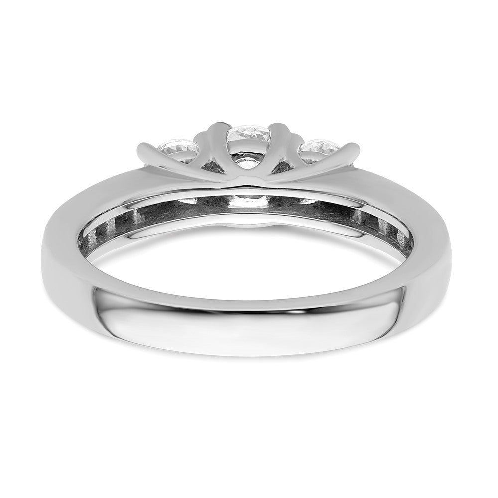 14K White Gold 3 Stone Simulated Diamond Engagement Ring