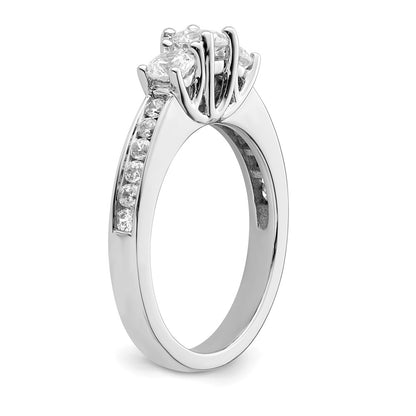 14K White Gold 3 Stone Simulated Diamond Engagement Ring