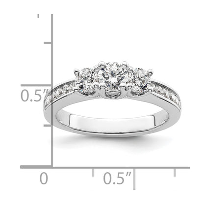 14K White Gold 3 Stone Simulated Diamond Engagement Ring