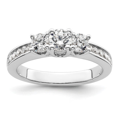 14K White Gold 3 Stone Simulated Diamond Engagement Ring