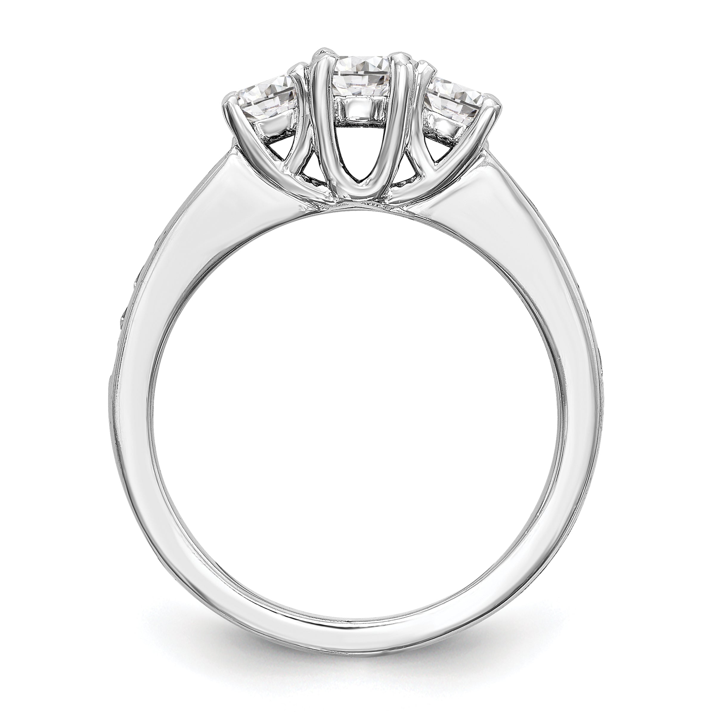 14k White Gold 5/8 Ct. Lab Grown Diamond VS/SI+ G+ Three Stone Engagement Ring