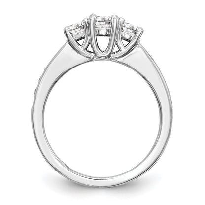 14K White Gold 3 Stone Simulated Diamond Engagement Ring