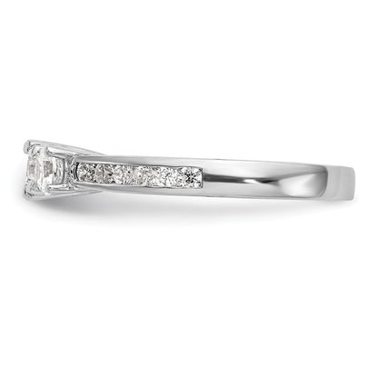 14K White Gold 3 Stone Simulated Diamond Engagement Ring