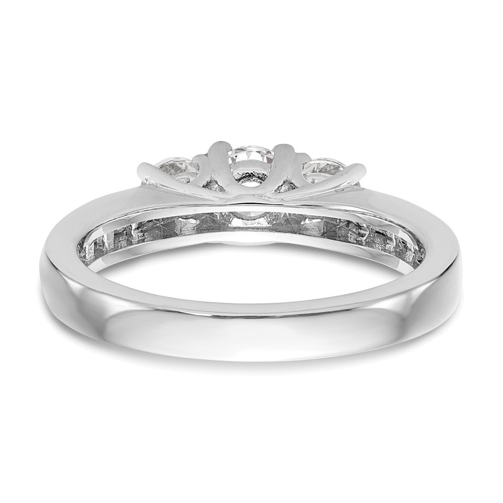 14K White Gold 3 Stone Simulated Diamond Engagement Ring