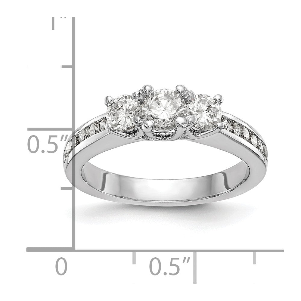14K White Gold 3 Stone Simulated Diamond Engagement Ring
