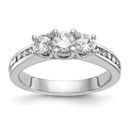 14K White Gold 3 Stone Simulated Diamond Engagement Ring