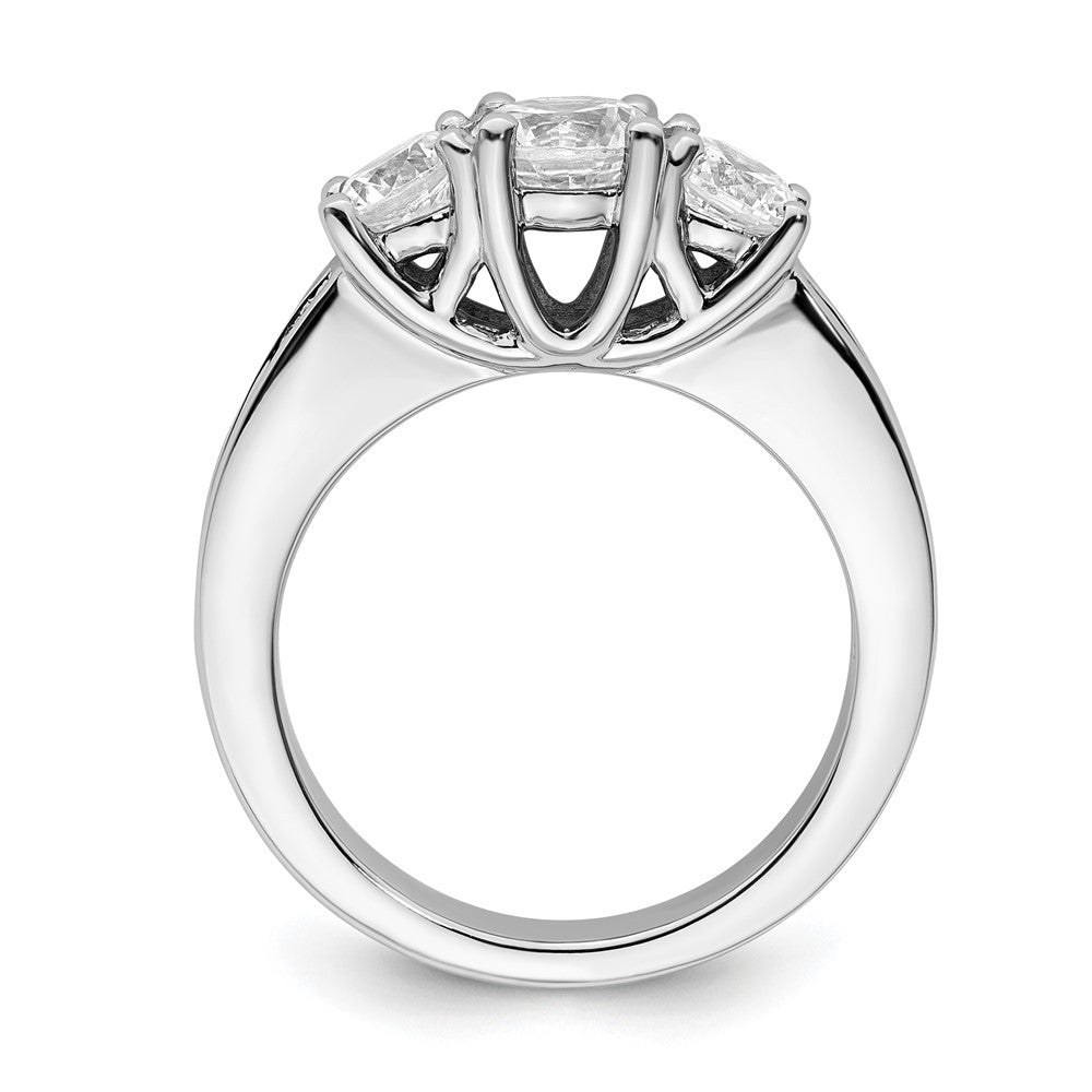 14K White Gold 3 Stone Simulated Diamond Engagement Ring