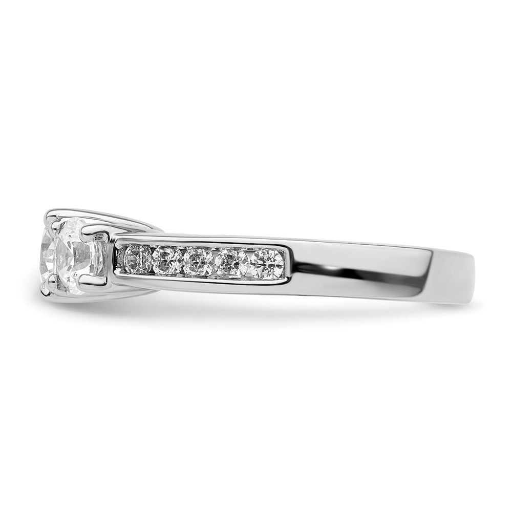 14K White Gold 3 Stone Simulated Diamond Engagement Ring