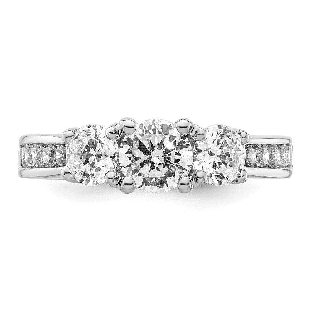 14K White Gold 3 Stone Simulated Diamond Engagement Ring