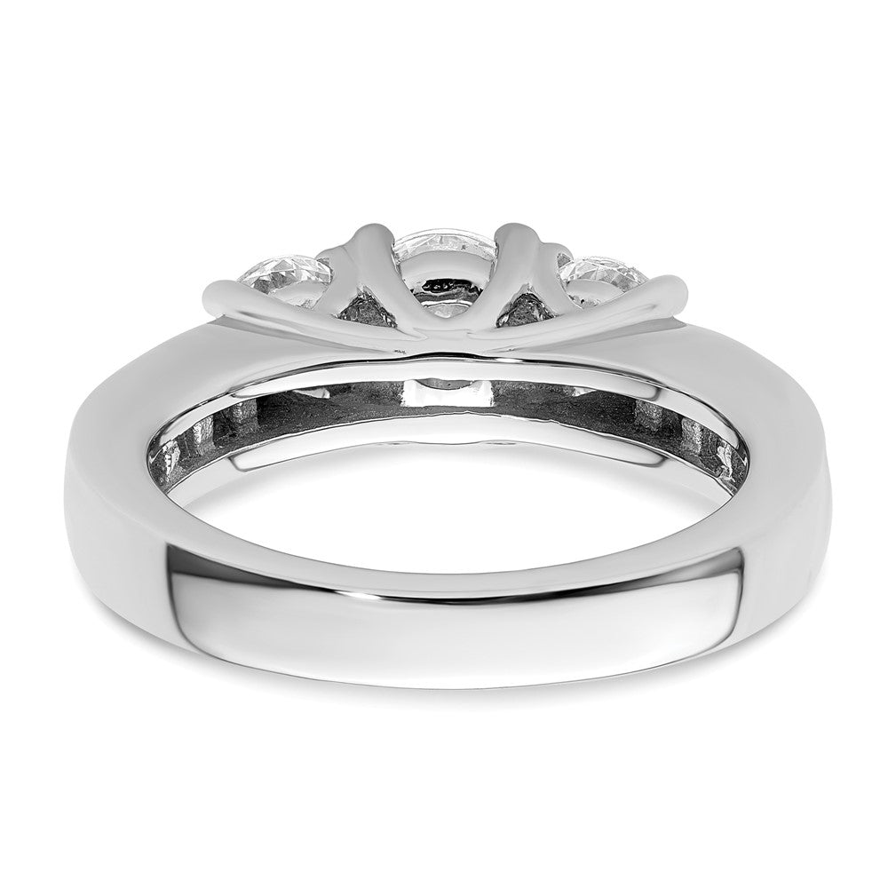 14K White Gold 3 Stone Simulated Diamond Engagement Ring