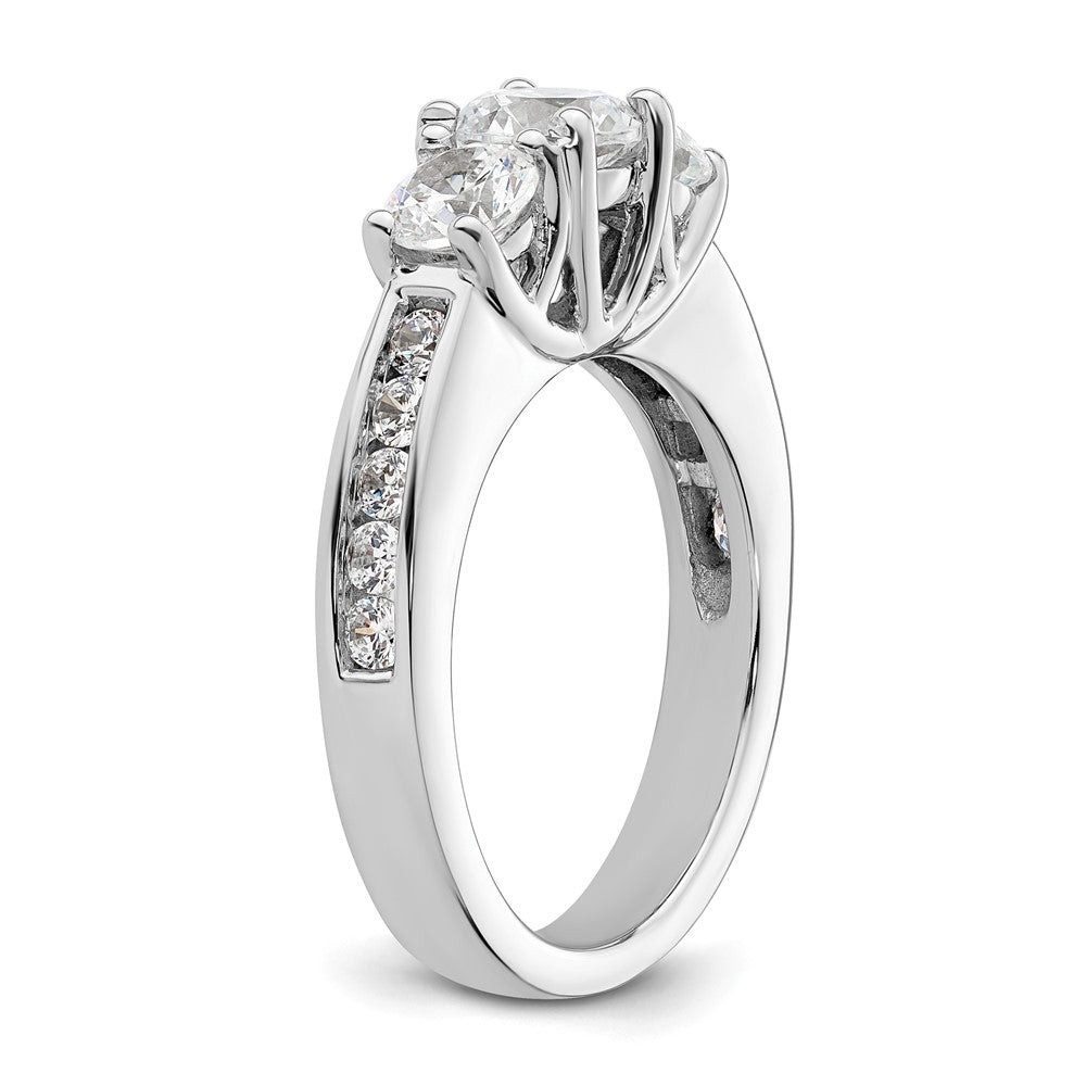 14K White Gold 3 Stone Simulated Diamond Engagement Ring