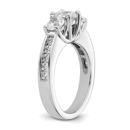 14K White Gold 3 Stone Simulated Diamond Engagement Ring