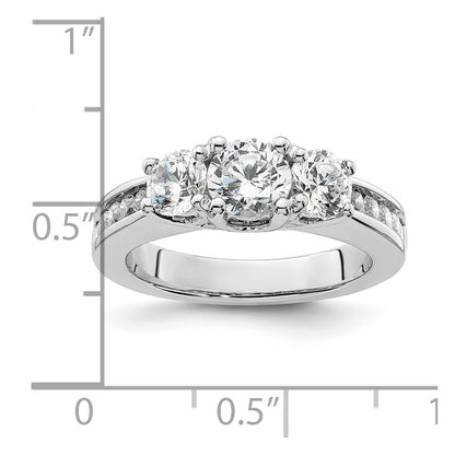 14K White Gold 3 Stone Simulated Diamond Engagement Ring