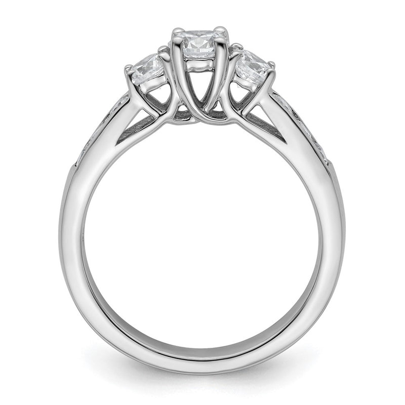 14K White Gold 3 Stone Simulated Diamond Engagement Ring