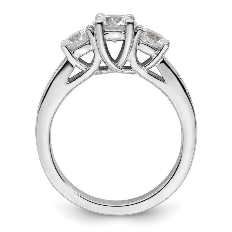 14K White Gold 3 Stone Simulated Diamond Engagement Ring