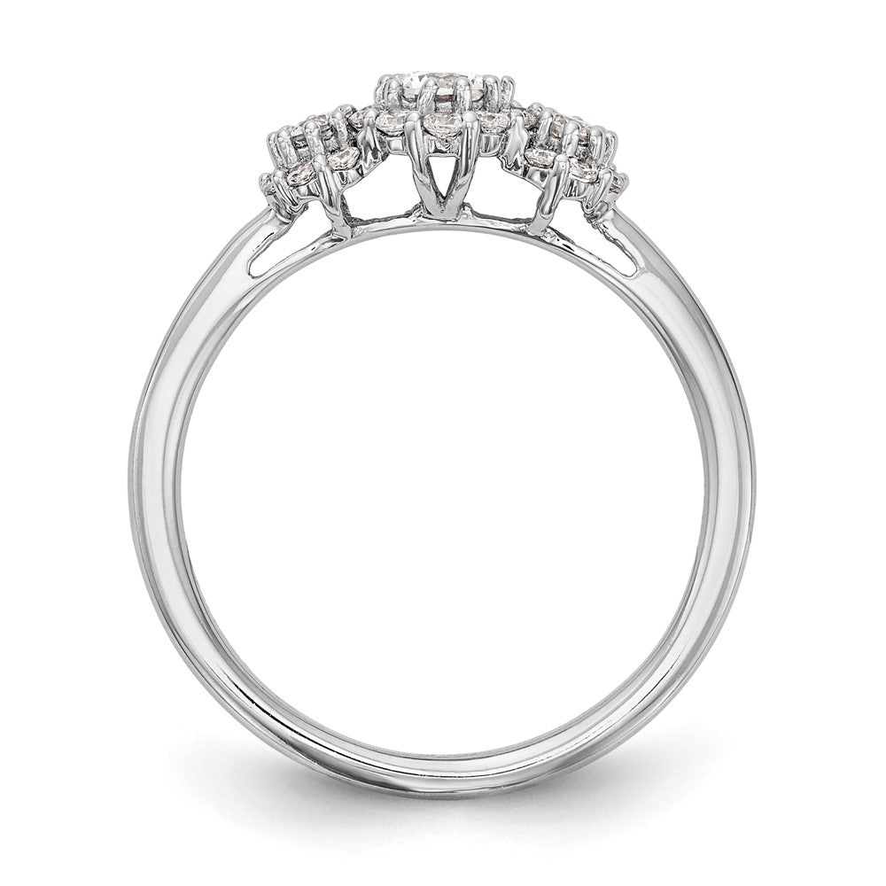 14K White Gold 3 Stone Simulated Diamond Engagement Ring
