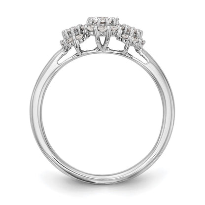 14K White Gold 3 Stone Simulated Diamond Engagement Ring