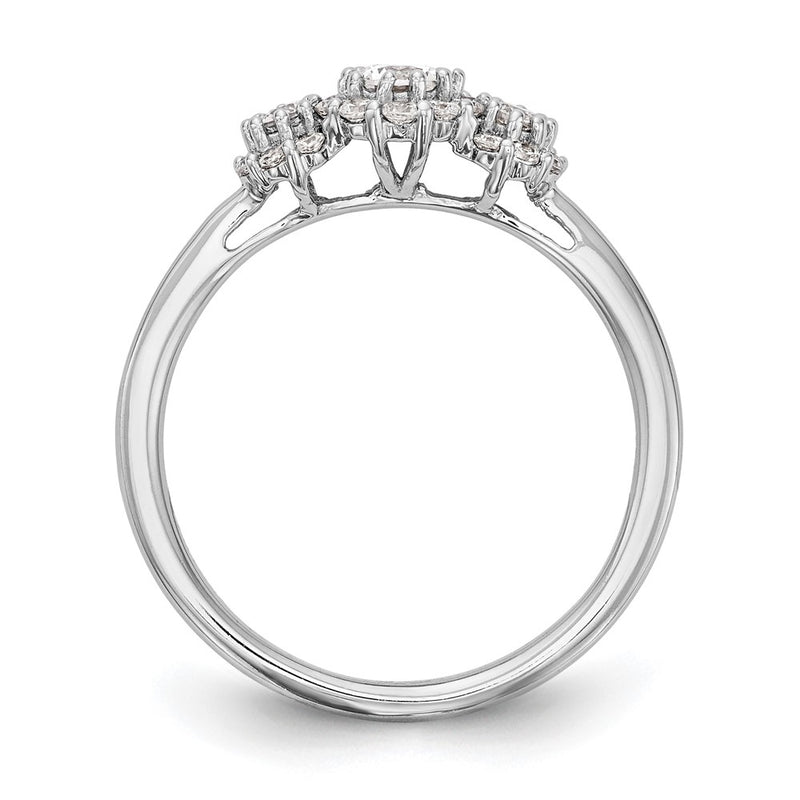 14K White Gold 3 Stone Simulated Diamond Engagement Ring