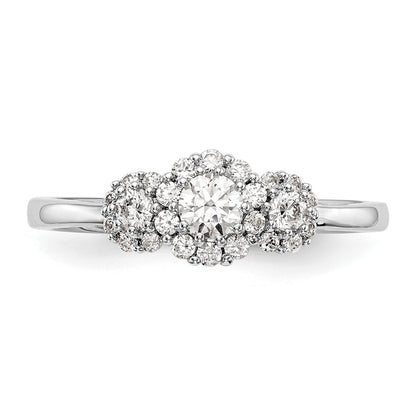 14K White Gold 3 Stone Simulated Diamond Engagement Ring
