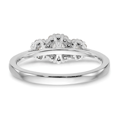 14K White Gold 3 Stone Simulated Diamond Engagement Ring