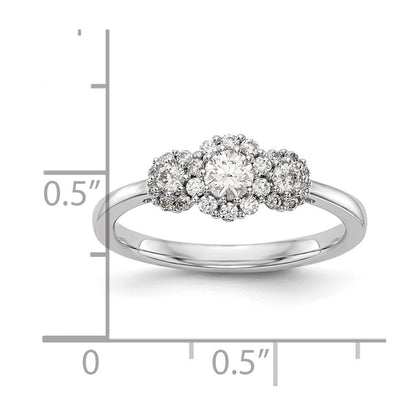 14K White Gold 3 Stone Simulated Diamond Engagement Ring