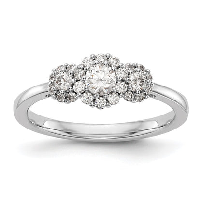 14K White Gold 3 Stone Simulated Diamond Engagement Ring