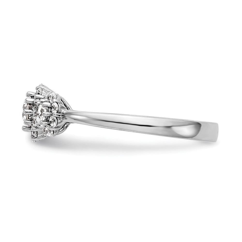 14K White Gold 3 Stone Simulated Diamond Engagement Ring