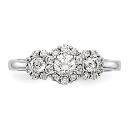 14K White Gold 3 Stone Simulated Diamond Engagement Ring