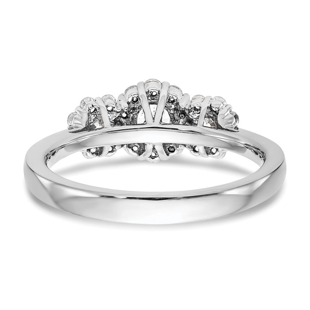14K White Gold 3 Stone Simulated Diamond Engagement Ring