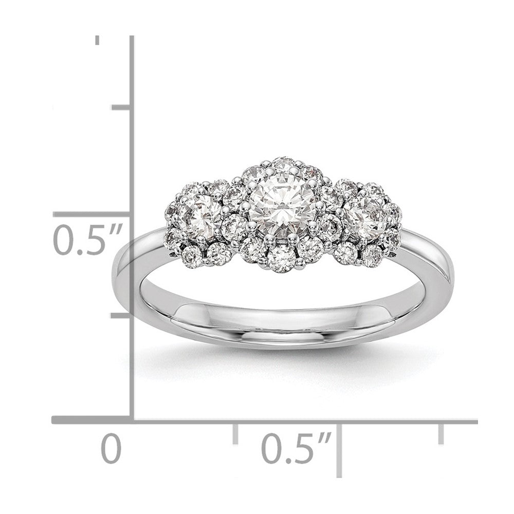 14K White Gold 3 Stone Simulated Diamond Engagement Ring