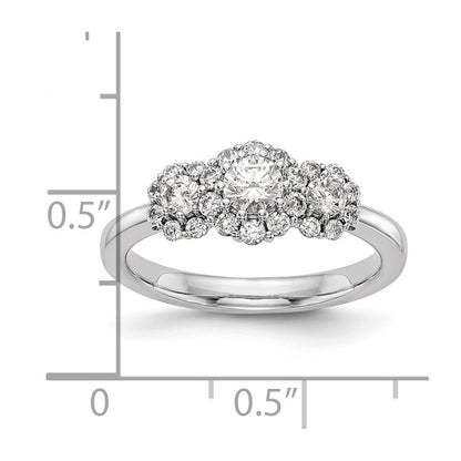 14K White Gold 3 Stone Simulated Diamond Engagement Ring