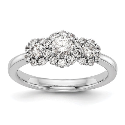 14K White Gold 3 Stone Simulated Diamond Engagement Ring