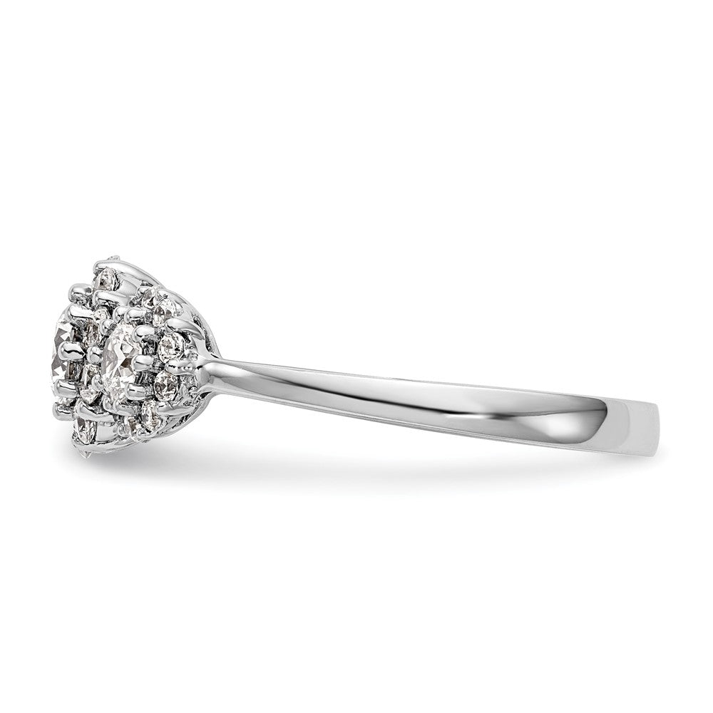 14K White Gold 3 Stone Simulated Diamond Engagement Ring