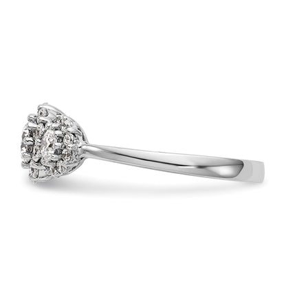 14K White Gold 3 Stone Simulated Diamond Engagement Ring