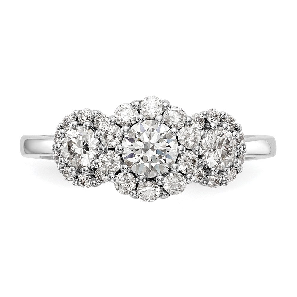 14K White Gold 3 Stone Simulated Diamond Engagement Ring