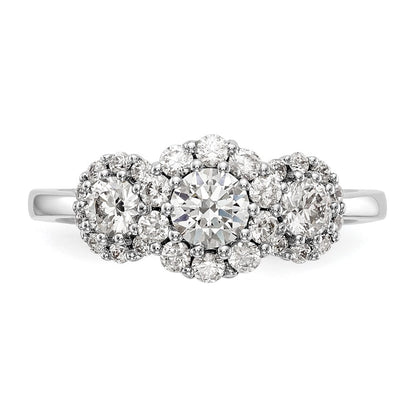 14K White Gold 3 Stone Simulated Diamond Engagement Ring