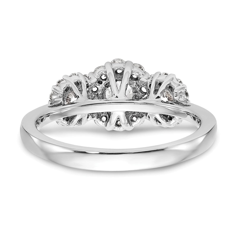 14K White Gold 3 Stone Simulated Diamond Engagement Ring